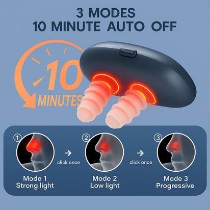 Cordless Red Light Nasal Therapy Device Rhinitis Relief Tool Low Frequency Pulse Nose Massage for Improving Nasal Ventilation