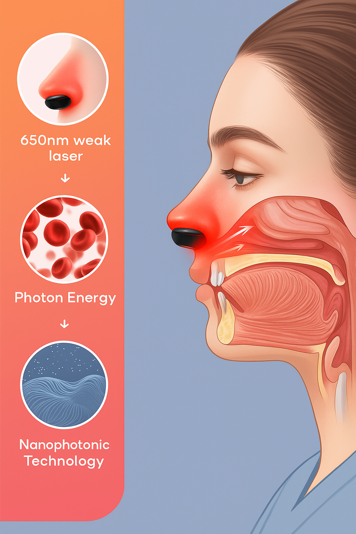 Cordless Red Light Nasal Therapy Device Rhinitis Relief Tool Low Frequency Pulse Nose Massage for Improving Nasal Ventilation